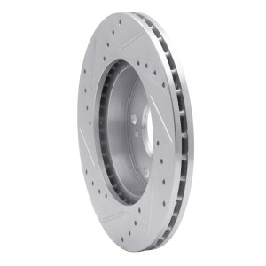 Acura RSX Brake Rotor (1) - Front Right - R1 Concepts - Drilled & Slotted - Silver - `02-`15